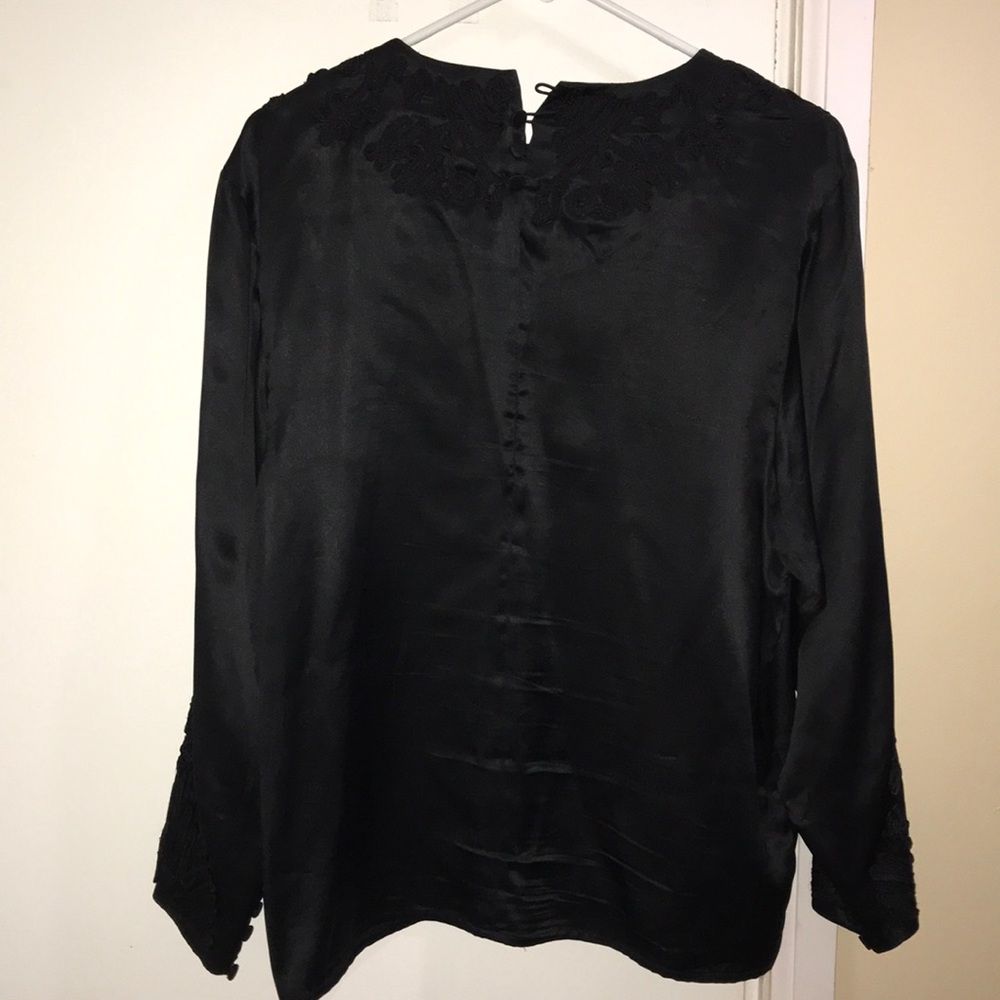 Vintage Lauren Alexandra Silk shirt- black size 12 - Picture 2 of 4